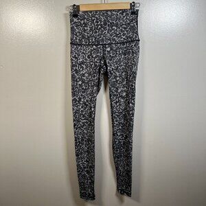 Lululemon Wunder Under Leggings Size 6 Mini Cinder Lace White Black High Rise